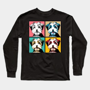 Pop Retro Biewer Terrier Art - Cute Puppy Long Sleeve T-Shirt